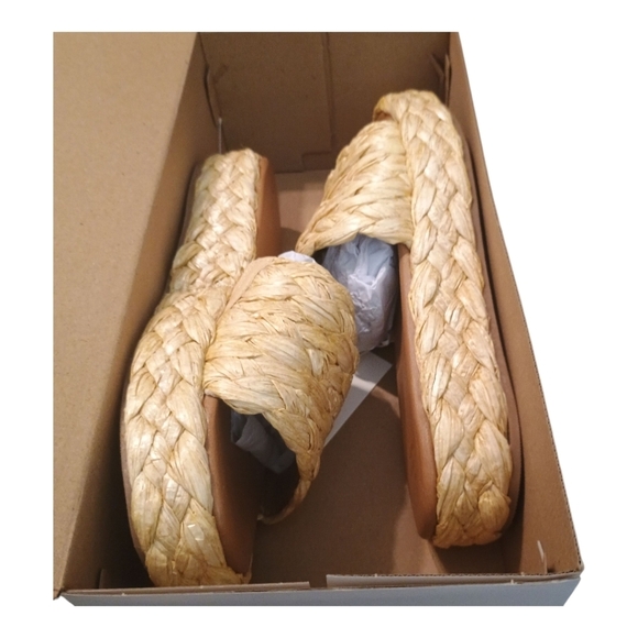 NIB A New Day Casey Woven Straw Platform Sandals Beige Size 8.5 Coastal Boho - Picture 7 of 8